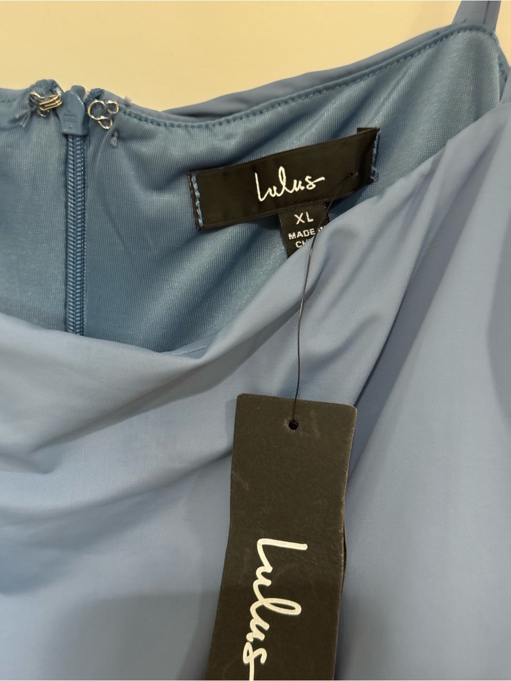 NEW Lulus Mesmerizing Reputation Slate Blue Twist-Front Bodycon Midi Dress XL - Picture 7 of 9